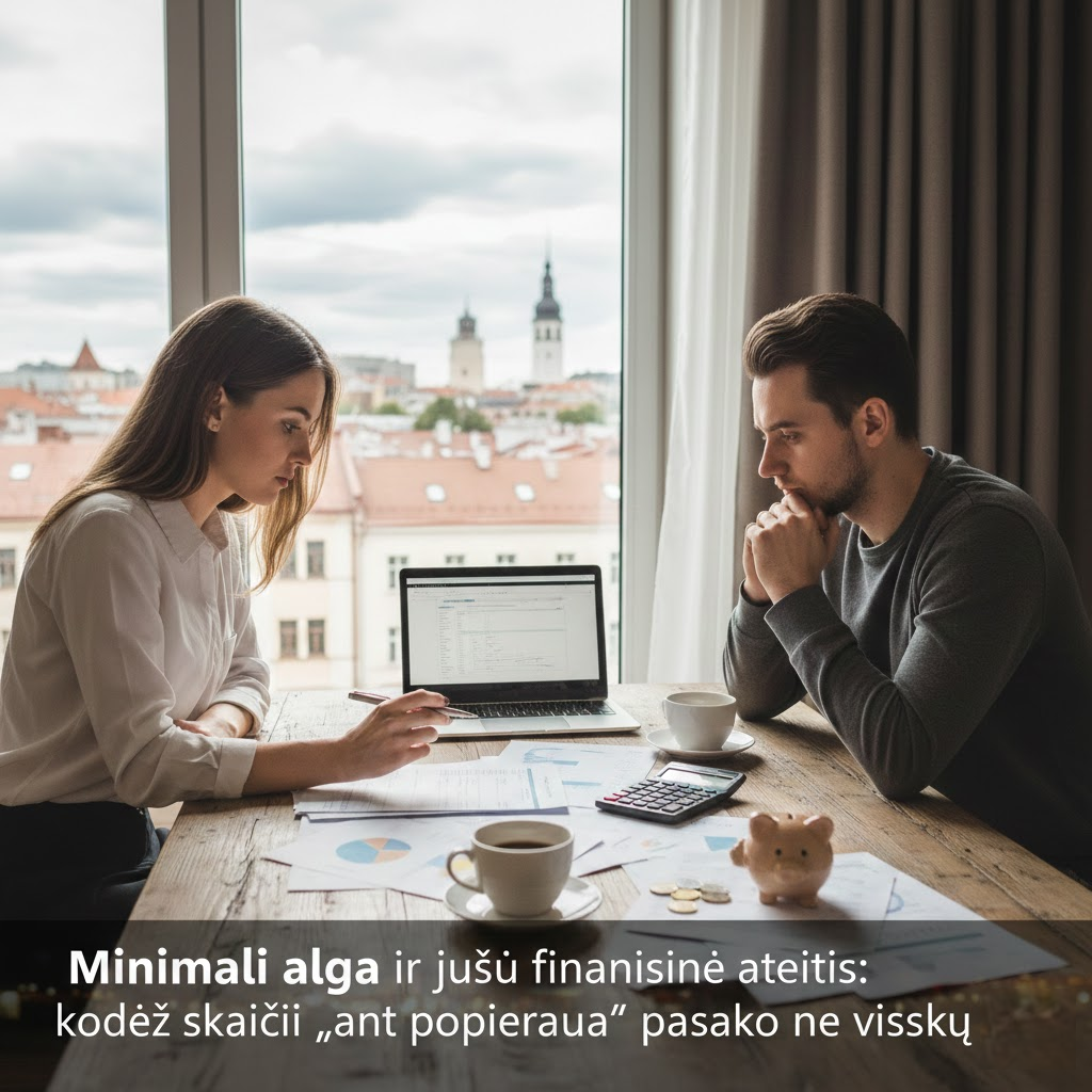 Minimali alga ir jūsų finansinė ateitis: kodėl skaičiai „ant popieriaus“ pasako ne viską