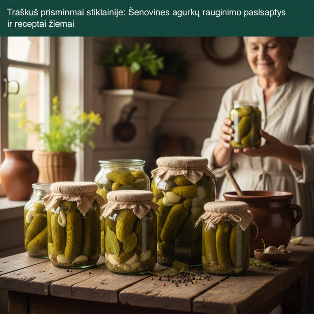 Traškūs prisiminimai stiklainyje: Senovinės agurkų rauginimo paslaptys ir receptai žiemai