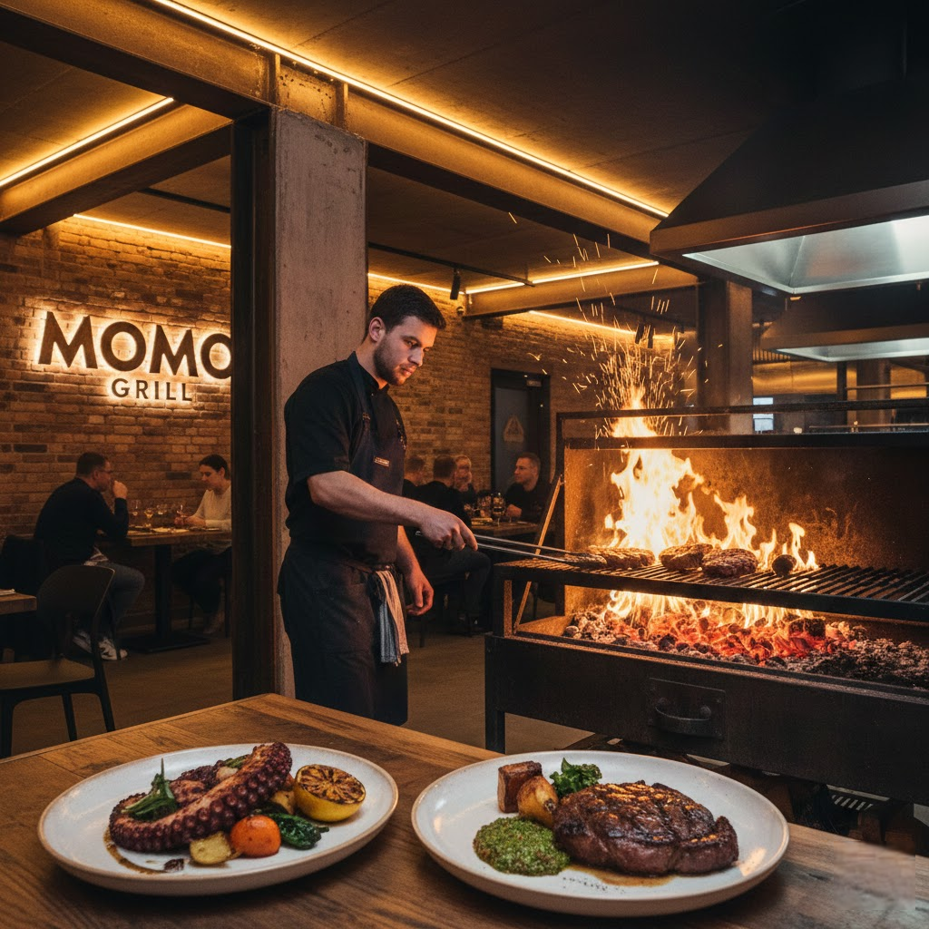 Momo Grill Kaunas: Industrinės estetikos ir ugnies šokio harmonija lėkštėje