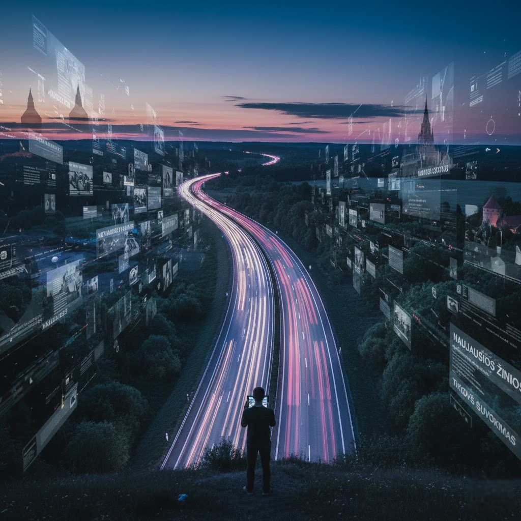 Informacinis greitkelis be stabdžių: kaip "naujausios žinios" keičia mūsų tikrovės suvokimą