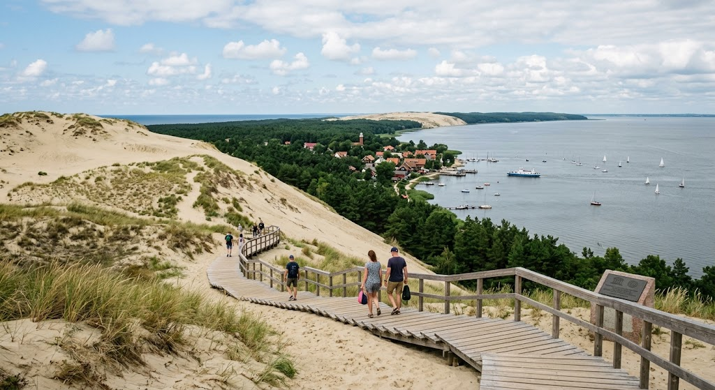 Kuršių nerija UNESCO, Kuršių nerijos nacionalinis parkas, Parnidžio kopa, UNESCO pasaulio paveldas, Nida lankytinos vietos, mirusios kopos, kultūrinis kraštovaizdis, kopų apželdinimas, Kuršių marios, Juodkrantė