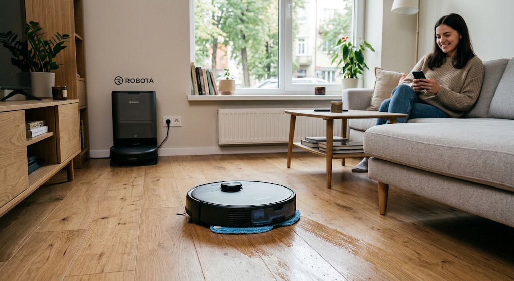 robotas siurblys su plovimo funkcija, hibridinis robotas siurblys, grindų plovimas, išmanieji namai, LiDAR navigacija, savaiminio išsivalymo stotelė, vibruojanti šluostė, drėgnas valymas, siurbimo galia, buitinė technika